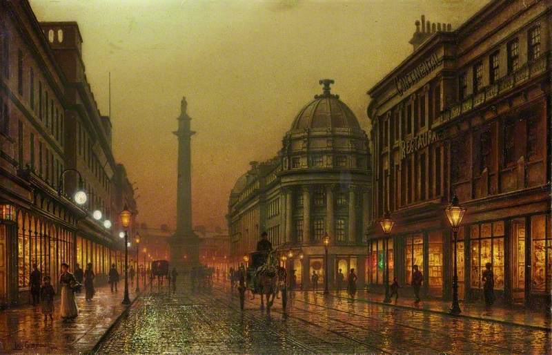 Louis Hubbard Grimshaw. 'Grainger Street, Newcastle upon Tyne' (1902). Image credit: Laing Art Gallery.