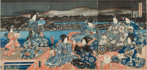 Utagawa Kunisada. 'Enjoying the Evening Cool at Shijo-Kawara' (1852). Image credit: Laing Art Gallery.