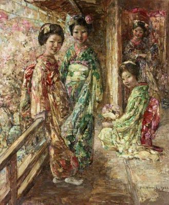 Edward A. Hornel. 'In a Japanese Garden' (1922). Image credit: Tyne & Wear Archives & Museums.